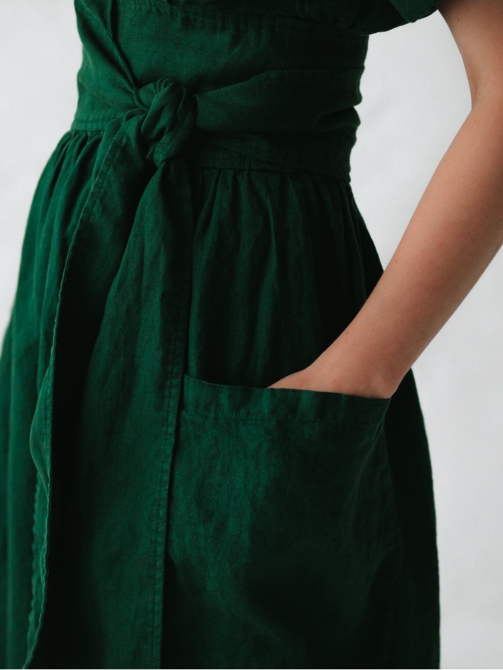 Seaside Tones Linen Kimono Dress Green - Picture 4 of 11